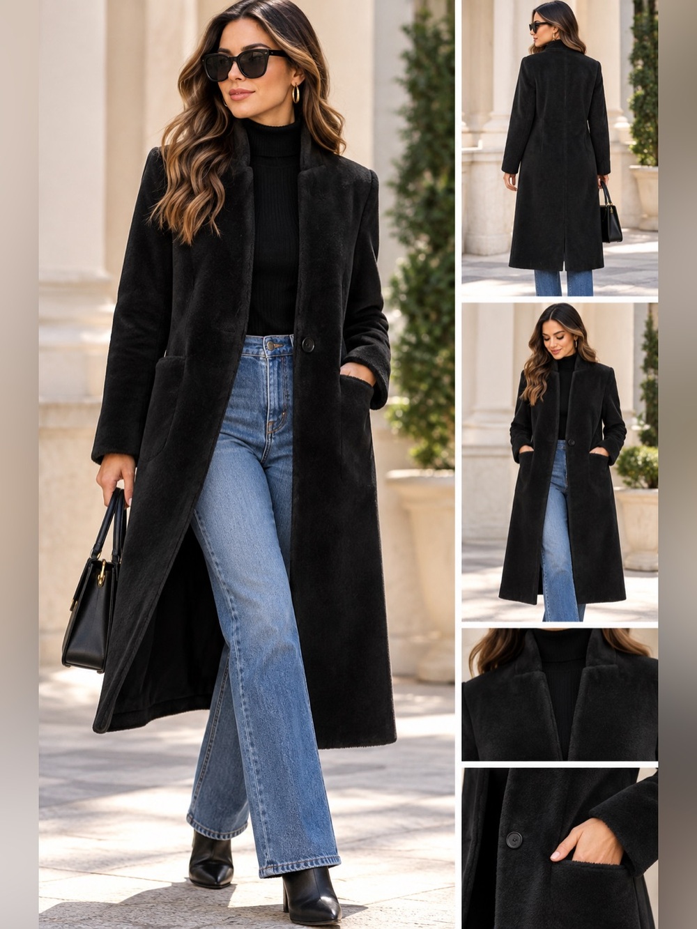 Zara Black Long Trench Coat with Clean Tailoring